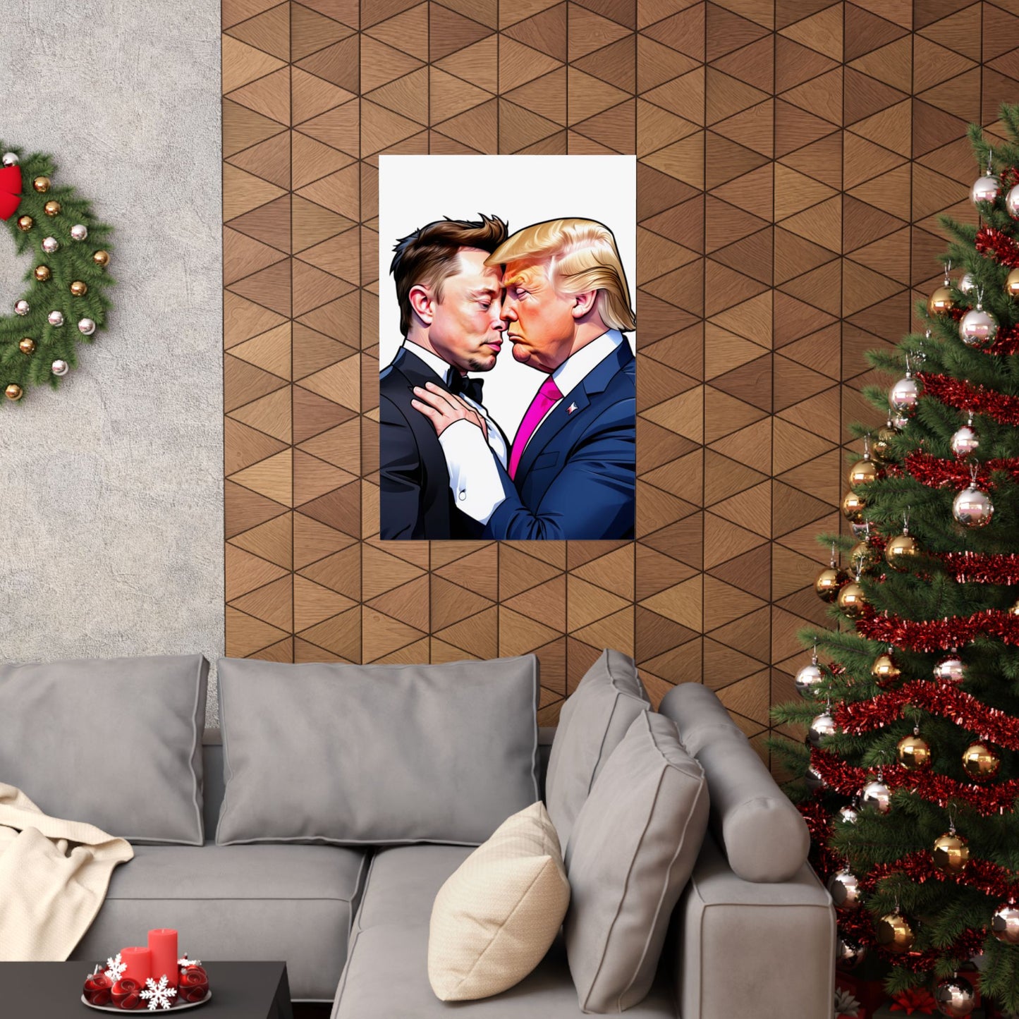 Humorous Matte Vertical Poster - Iconic Leaders Face-Off Art