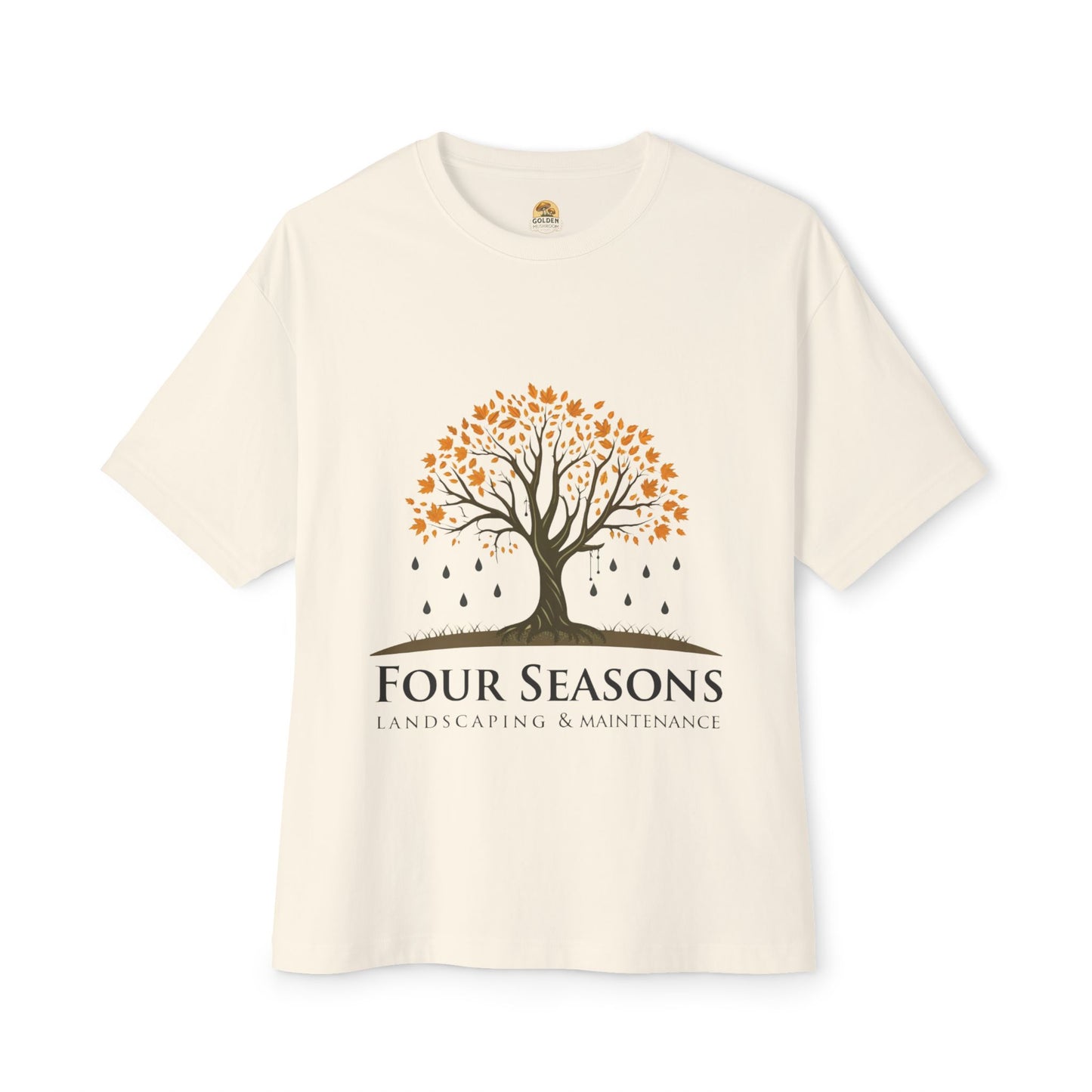 Four Seasons Landscaping Boxy Tee - Unisex Oversized T-Shirt with Tree Design