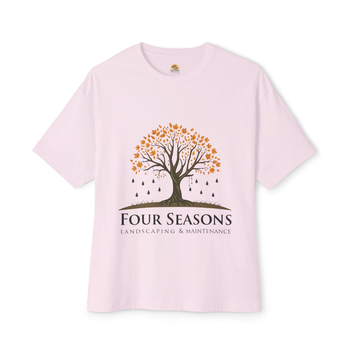 Four Seasons Landscaping Boxy Tee - Unisex Oversized T-Shirt with Tree Design