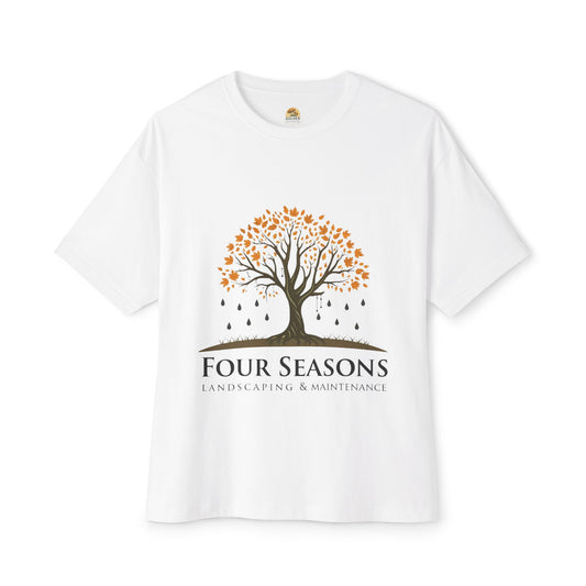 Four Seasons Landscaping Boxy Tee - Unisex Oversized T-Shirt with Tree Design