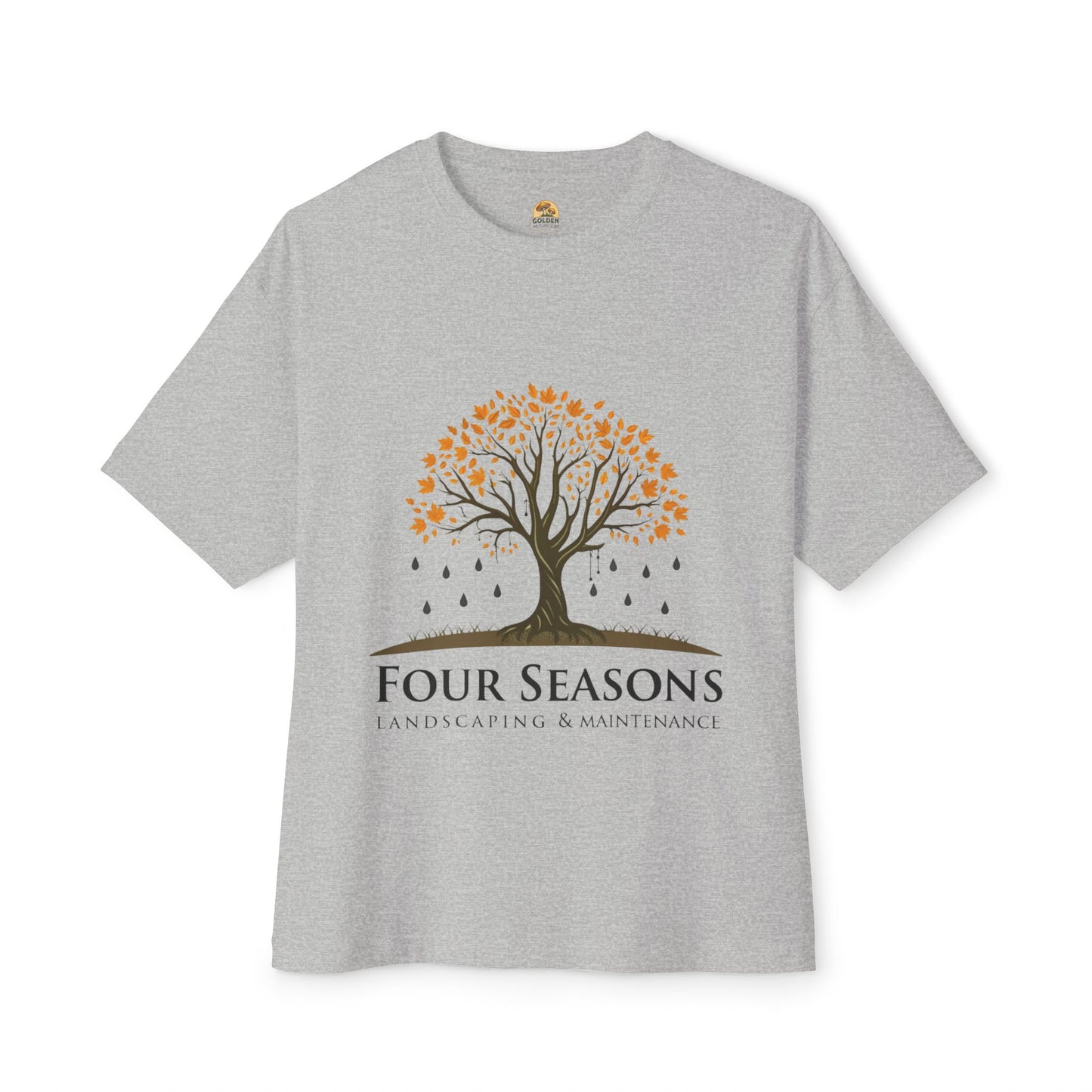 Four Seasons Landscaping Boxy Tee - Unisex Oversized T-Shirt with Tree Design